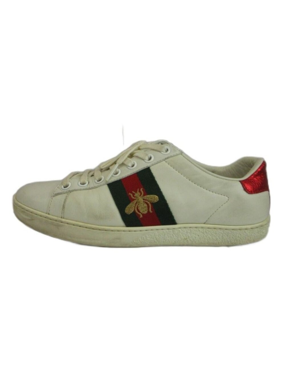 Gucci Ace Embroidered Sneakers Leather Low Cut Bee White